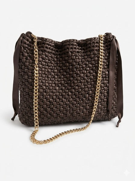 Coffee Luxury - Secchiello intrecciato con catena gold